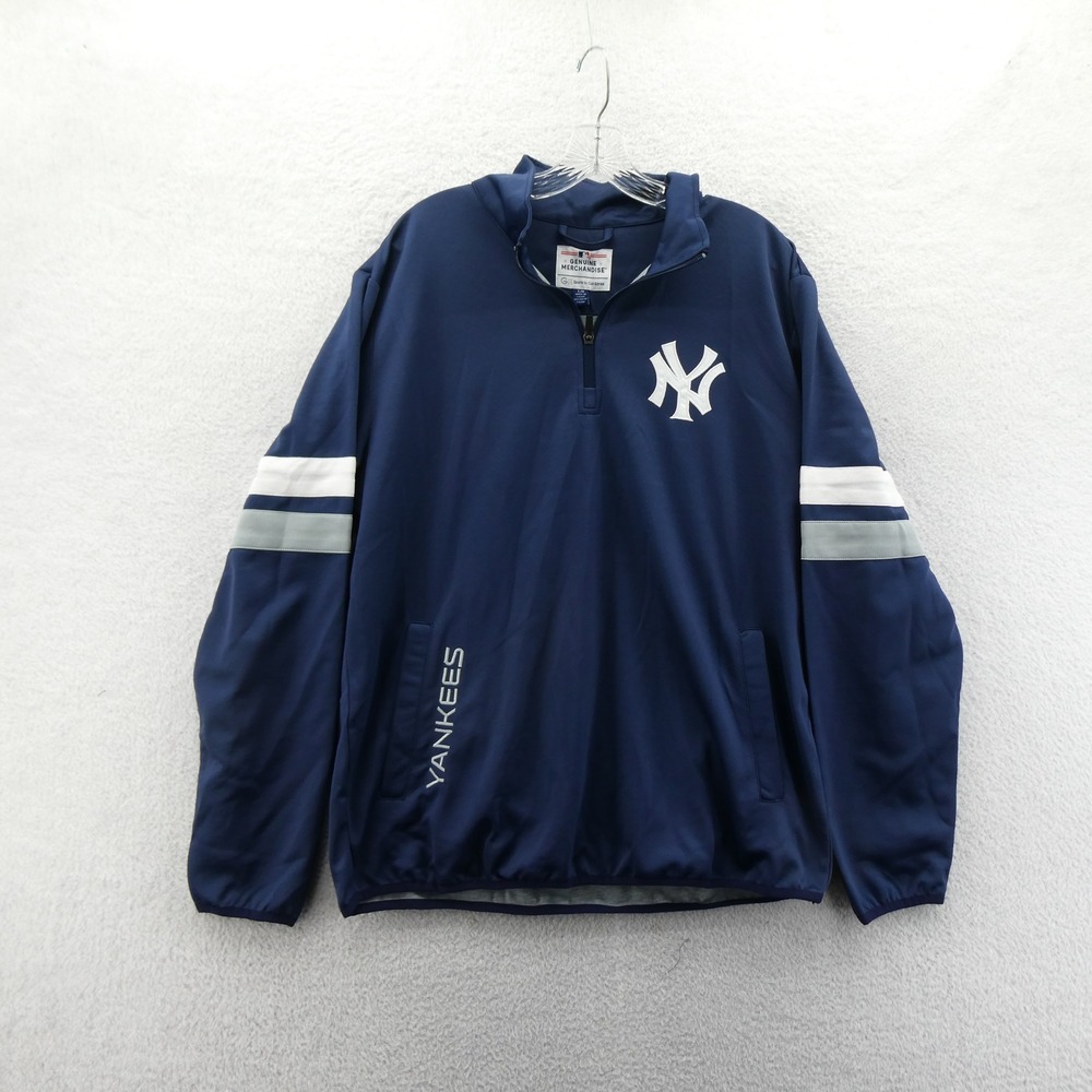 G-III Pullover Mens Large New York Yankees‎ Blue Quarter Zip Long Sleeve Jacket